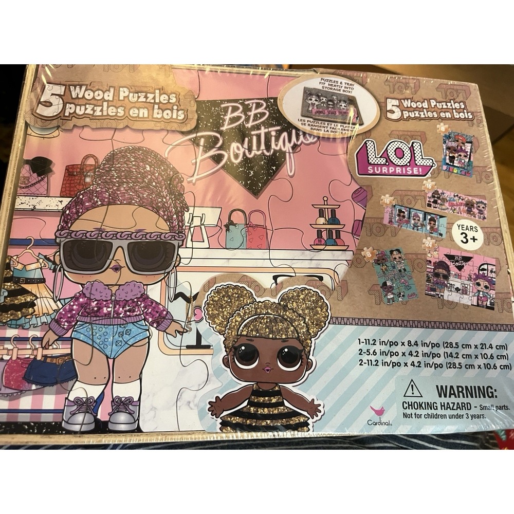 LOL Surprise! - 5 Wood Puzzles - Wooden Storage Box - Brand New - Factory Sealed